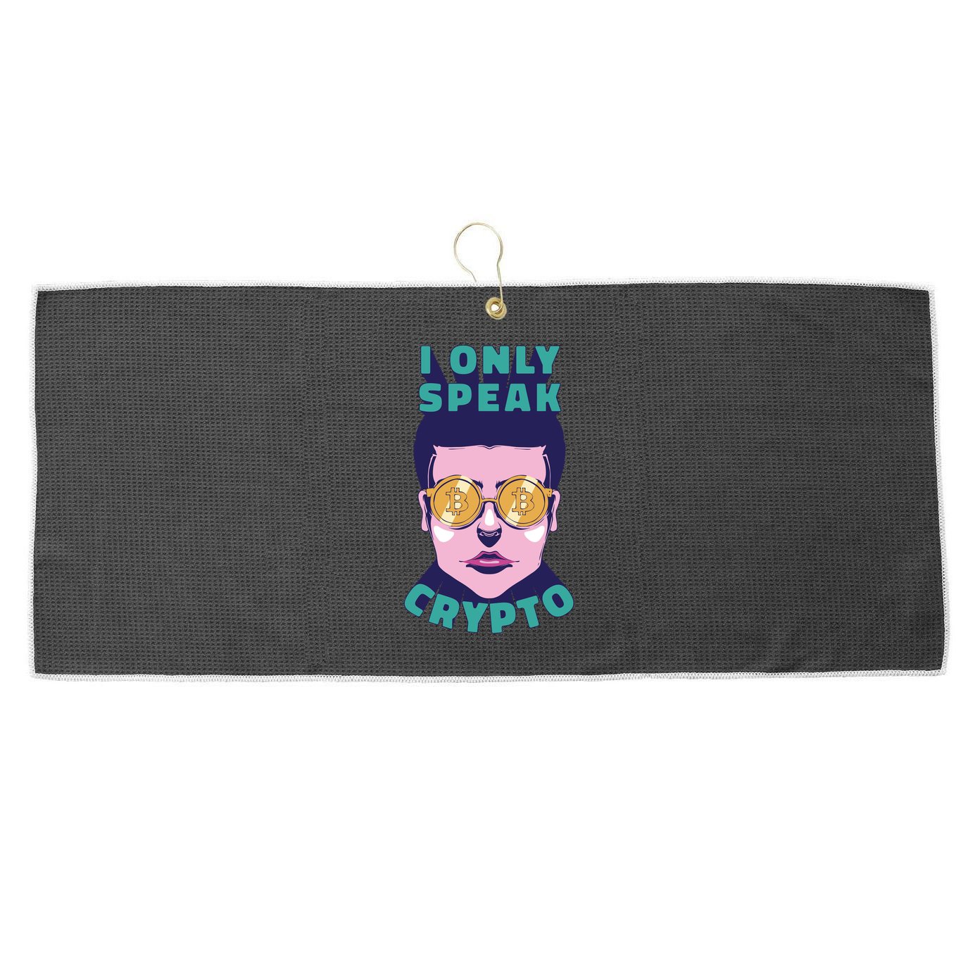 Male I Only Speak Crypto Large Microfiber Waffle Golf Towel