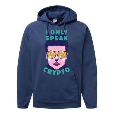 Male I Only Speak Crypto Performance Fleece Hoodie