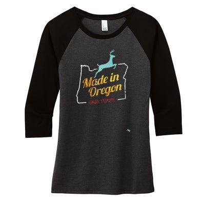 Made In Oregon Stag Women's Tri-Blend 3/4-Sleeve Raglan Shirt