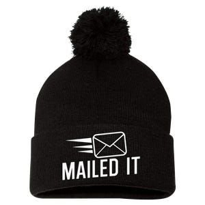 Mailed It Postman Gift For Mail Carrier Workers Pom Pom 12in Knit Beanie