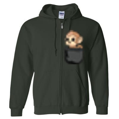 Monkey In Pocket Funny Animal Lover Gift Full Zip Hoodie