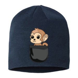 Monkey In Pocket Funny Animal Lover Gift Sustainable Beanie