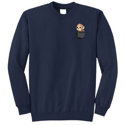 Monkey In Pocket Funny Animal Lover Gift Tall Sweatshirt