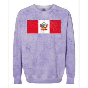 Made In Peru A Long Time Ago Funny Peruvian Pride Flag Colorblast Crewneck Sweatshirt