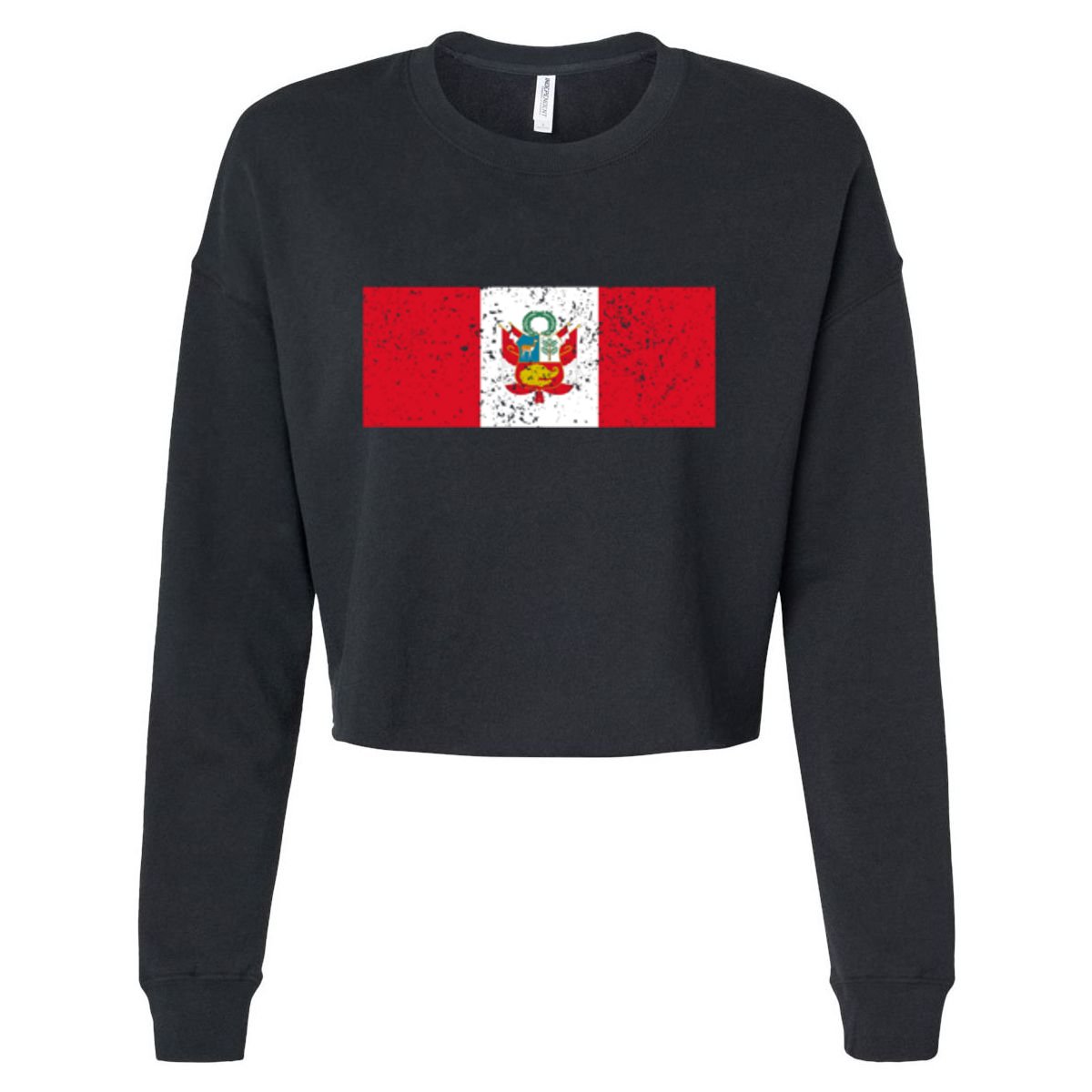Made In Peru A Long Time Ago Funny Peruvian Pride Flag Cropped Pullover Crew
