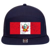 Made In Peru A Long Time Ago Funny Peruvian Pride Flag 7 Panel Mesh Trucker Snapback Hat