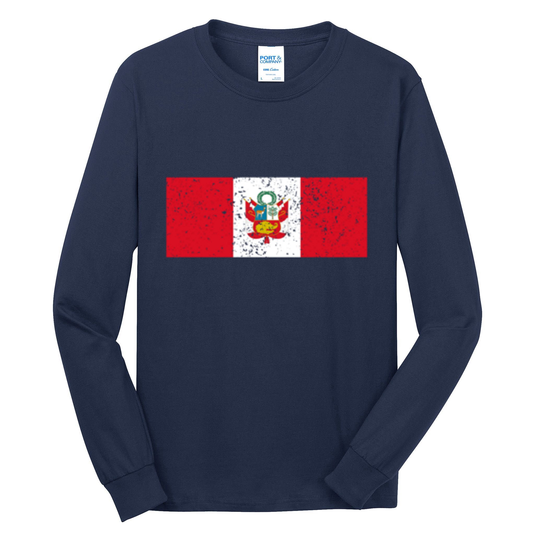Made In Peru A Long Time Ago Funny Peruvian Pride Flag Tall Long Sleeve T-Shirt