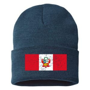 Made In Peru A Long Time Ago Funny Peruvian Pride Flag Sustainable Knit Beanie