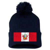 Made In Peru A Long Time Ago Funny Peruvian Pride Flag Pom Pom 12in Knit Beanie