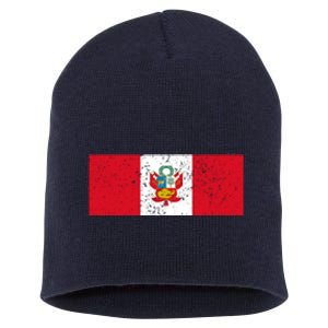 Made In Peru A Long Time Ago Funny Peruvian Pride Flag Short Acrylic Beanie