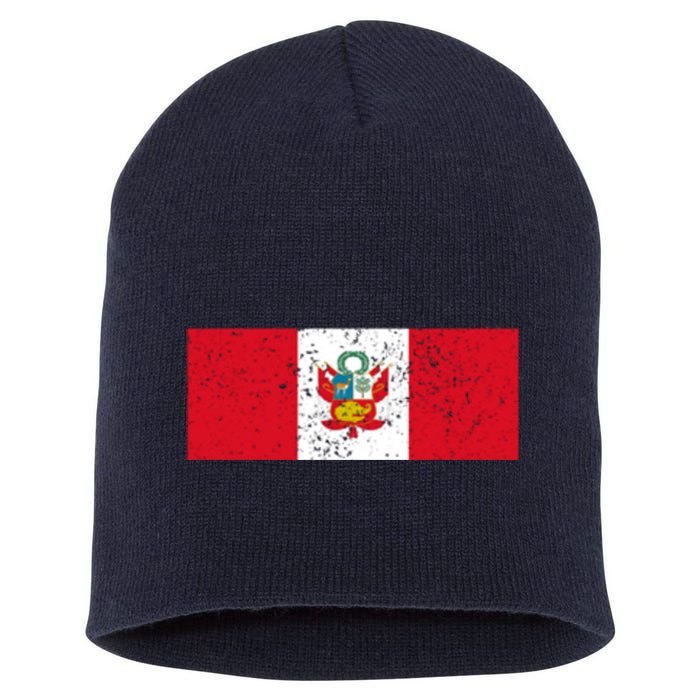 Made In Peru A Long Time Ago Funny Peruvian Pride Flag Short Acrylic Beanie