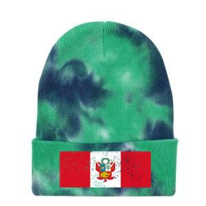 Made In Peru A Long Time Ago Funny Peruvian Pride Flag Tie Dye 12in Knit Beanie