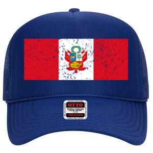 Made In Peru A Long Time Ago Funny Peruvian Pride Flag High Crown Mesh Back Trucker Hat