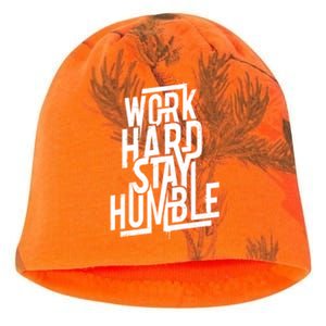 Motivational Inspirational Quote Work Hard Stay Humble Funny Gift Kati - Camo Knit Beanie