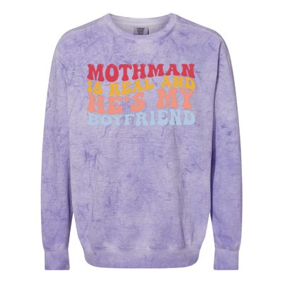 Mothman Is Real And He's My Boyfriend Cryptid Cryptozoology Colorblast Crewneck Sweatshirt