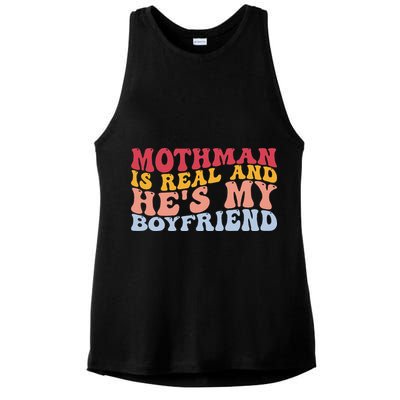 Mothman Is Real And He's My Boyfriend Cryptid Cryptozoology Ladies PosiCharge Tri-Blend Wicking Tank