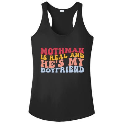 Mothman Is Real And He's My Boyfriend Cryptid Cryptozoology Ladies PosiCharge Competitor Racerback Tank