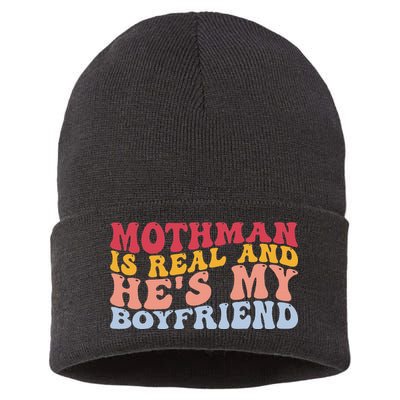 Mothman Is Real And He's My Boyfriend Cryptid Cryptozoology Sustainable Knit Beanie
