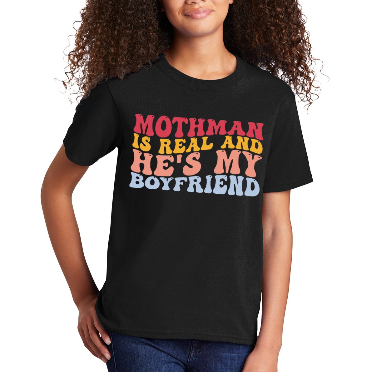 Mothman Is Real And He's My Boyfriend Cryptid Cryptozoology Kids T-Shirt