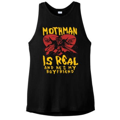 Mothman Is Real And He’s My Boyfriend Ironic Art Ladies PosiCharge Tri-Blend Wicking Tank