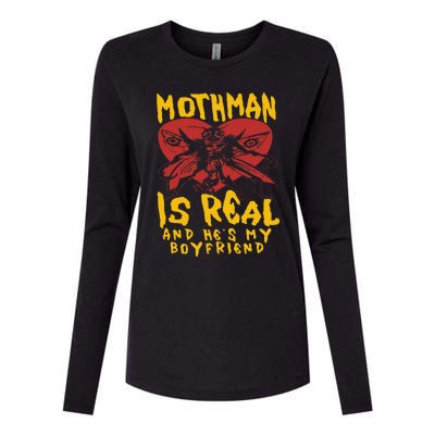 Mothman Is Real And He’s My Boyfriend Ironic Art Womens Cotton Relaxed Long Sleeve T-Shirt