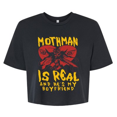 Mothman Is Real And He’s My Boyfriend Ironic Art Bella+Canvas Jersey Crop Tee