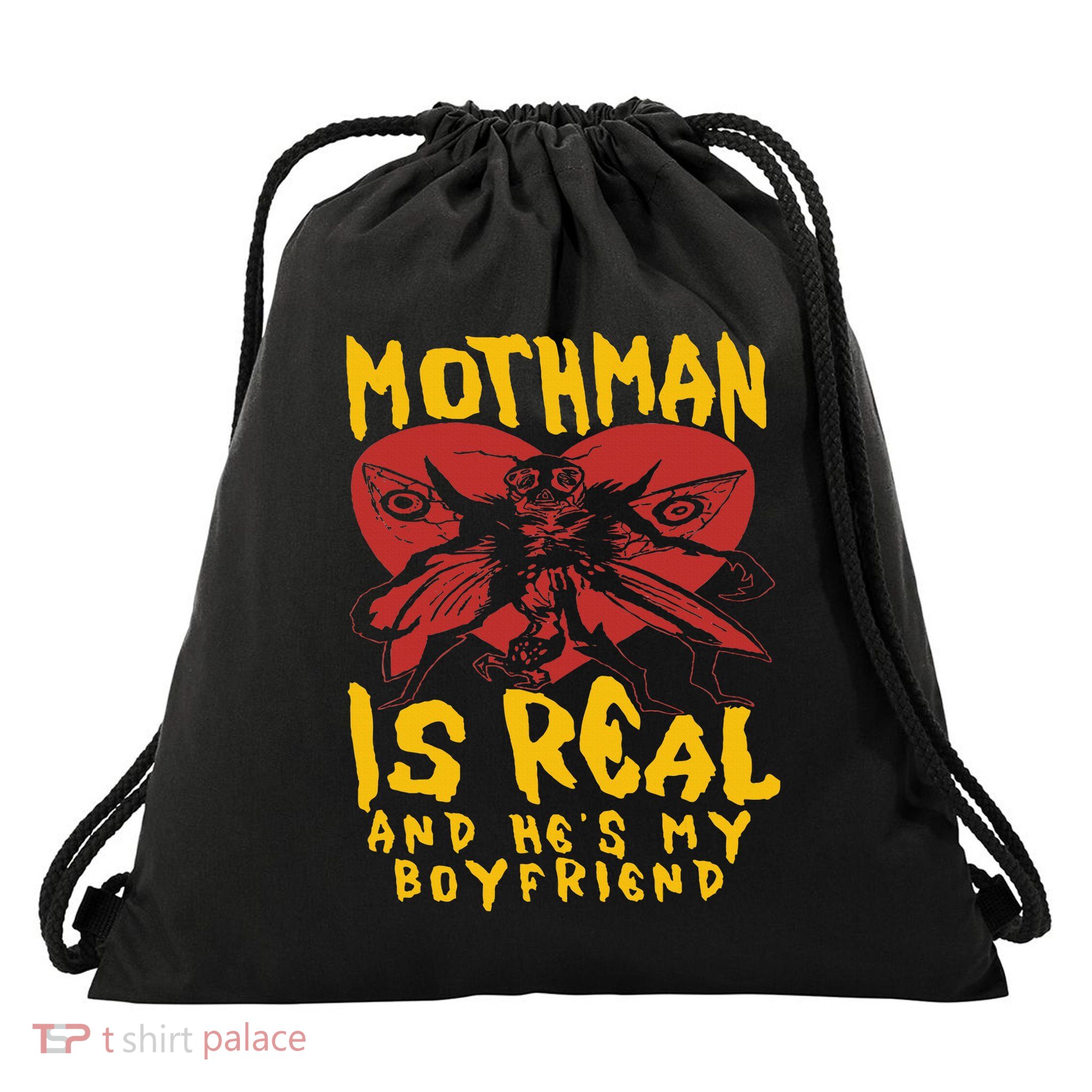 Mothman Is Real And He’s My Boyfriend Ironic Art Drawstring Bag
