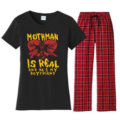 Mothman Is Real And He’s My Boyfriend Ironic Art Women's Flannel Pajama Set