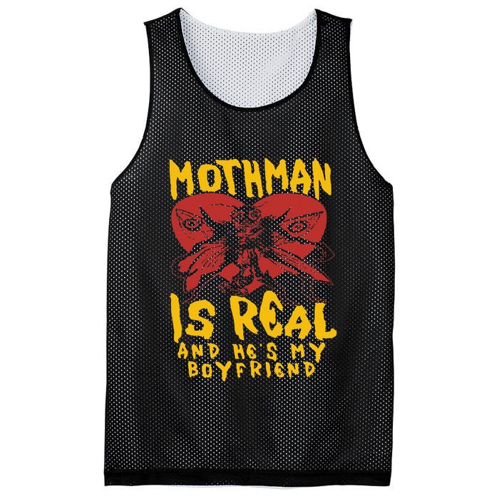 Mothman Is Real And He’s My Boyfriend Ironic Art Mesh Reversible Basketball Jersey Tank