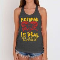 Mothman Is Real And He’s My Boyfriend Ironic Art Women's Knotted Racerback Tank