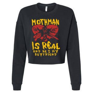 Mothman Is Real And He’s My Boyfriend Ironic Art Cropped Pullover Crew