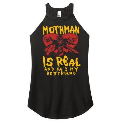 Mothman Is Real And He’s My Boyfriend Ironic Art Women’s Perfect Tri Rocker Tank