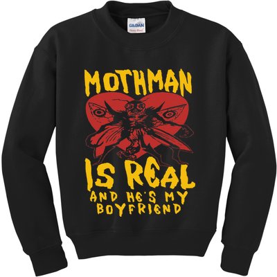 Mothman Is Real And He’s My Boyfriend Ironic Art Kids Sweatshirt