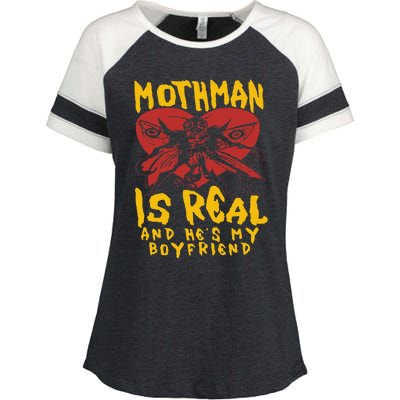 Mothman Is Real And He’s My Boyfriend Ironic Art Enza Ladies Jersey Colorblock Tee