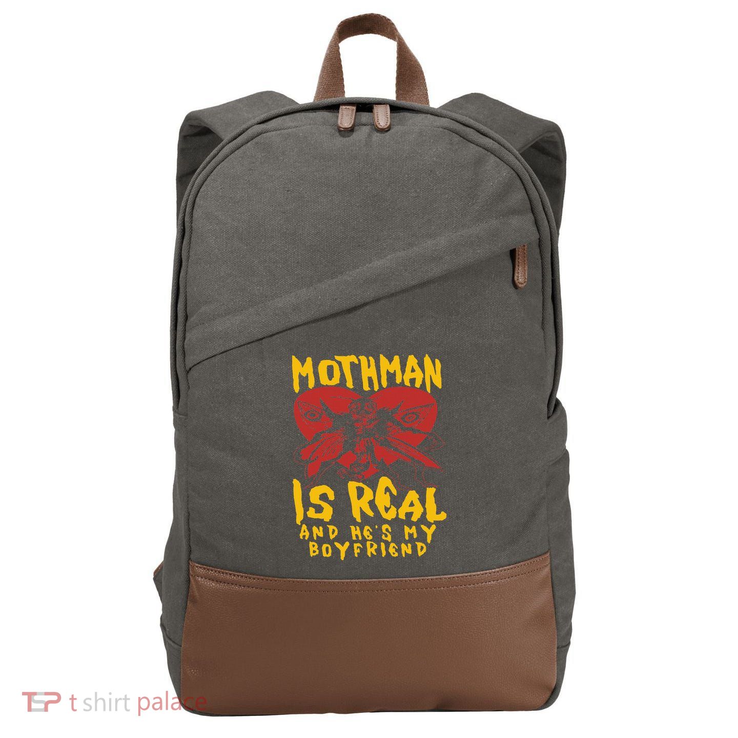 Mothman Is Real And He’s My Boyfriend Ironic Art Cotton Canvas Backpack