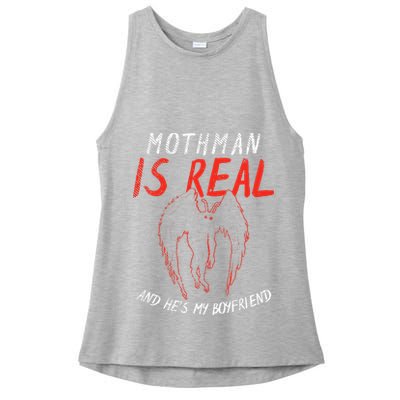 Mothman Is Real And He's My Boyfriend Funny Mothman Meme  Ladies PosiCharge Tri-Blend Wicking Tank