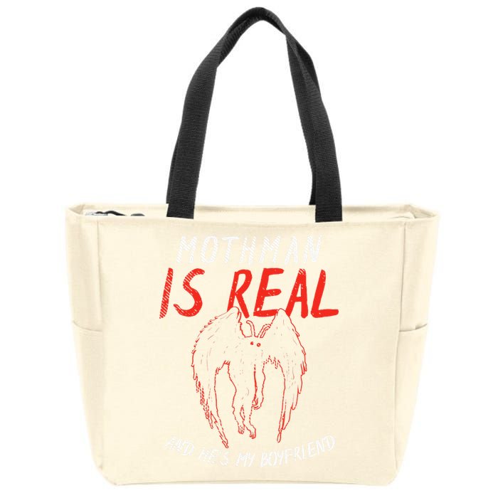 Mothman Is Real And He's My Boyfriend Funny Mothman Meme  Zip Tote Bag