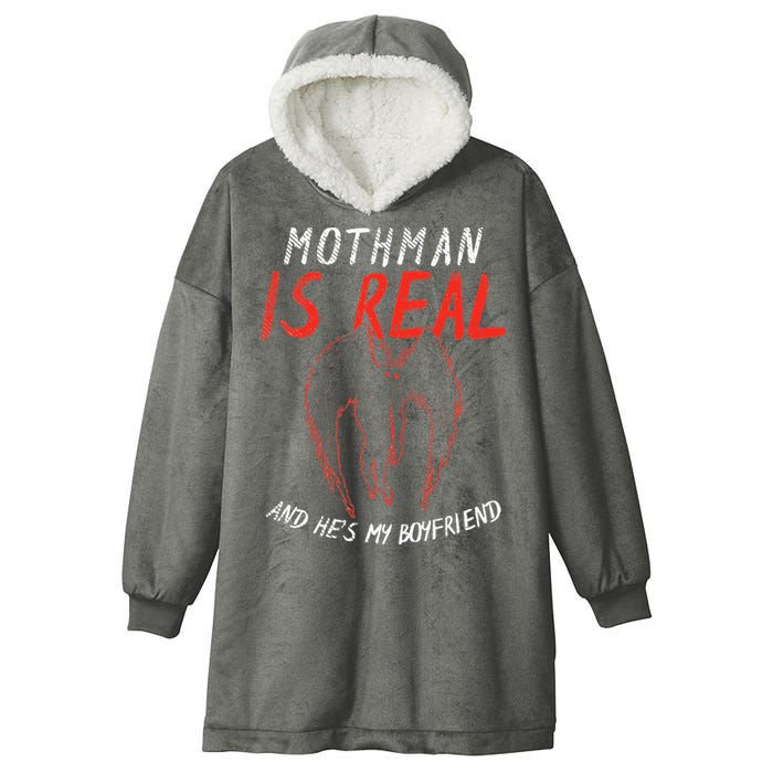 Mothman Is Real And He's My Boyfriend Funny Mothman Meme  Hooded Wearable Blanket