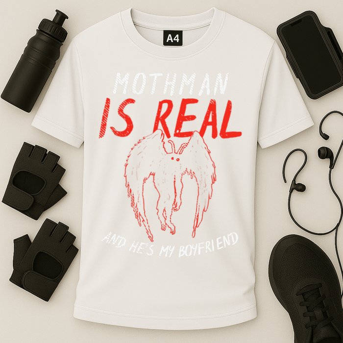 Mothman Is Real And He's My Boyfriend Funny Mothman Meme  Performance Shirt