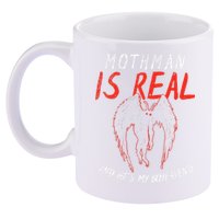 Mothman Is Real And He's My Boyfriend Funny Mothman Meme  11oz C Handle Ceramic Mug
