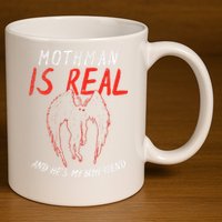 Mothman Is Real And He's My Boyfriend Funny Mothman Meme  11oz C Handle Ceramic Mug