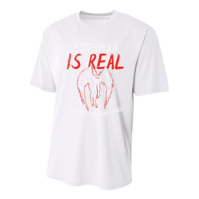 Mothman Is Real And He's My Boyfriend Funny Mothman Meme  Youth Performance Sprint T-Shirt