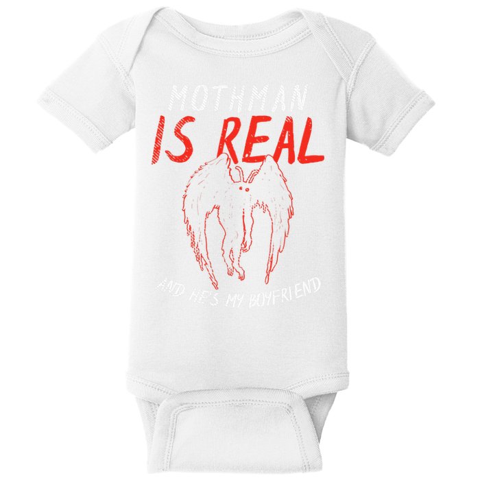 Mothman Is Real And He's My Boyfriend Funny Mothman Meme  Baby Bodysuit