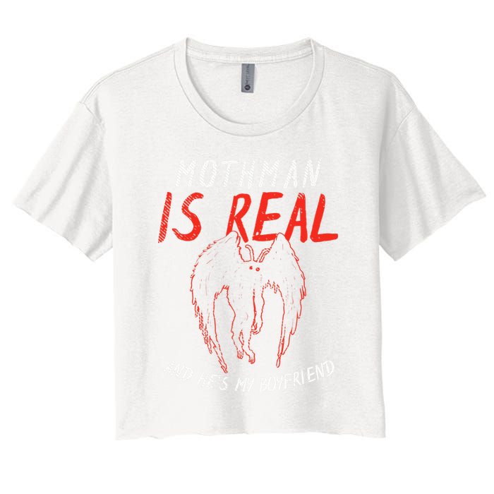 Mothman Is Real And He's My Boyfriend Funny Mothman Meme  Crop Top
