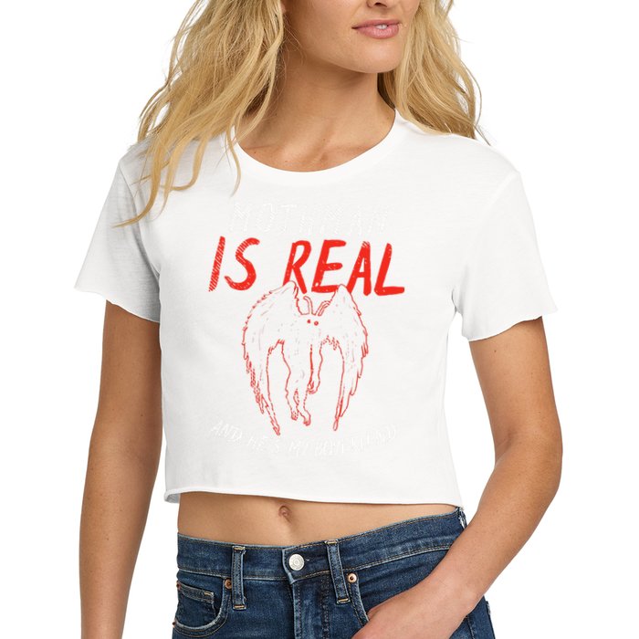 Mothman Is Real And He's My Boyfriend Funny Mothman Meme  Crop Top