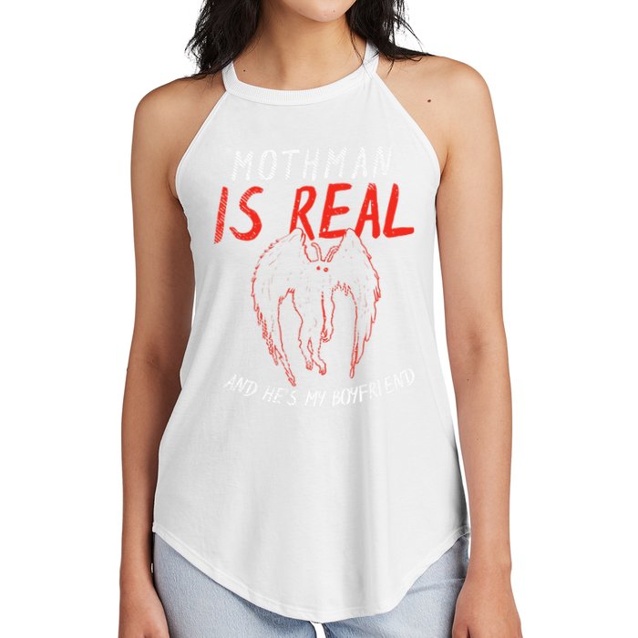 Mothman Is Real And He's My Boyfriend Funny Mothman Meme  Women's Perfect Tri Rocker Tank
