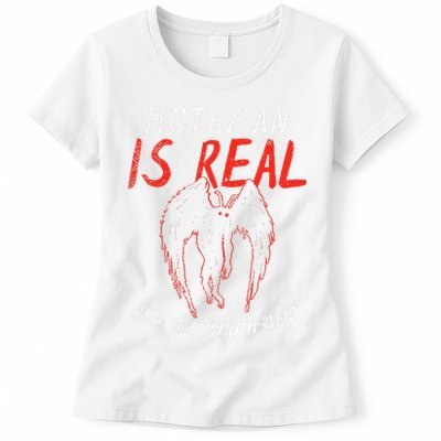 Mothman Is Real And He's My Boyfriend Funny Mothman Meme  Womens T-Shirt