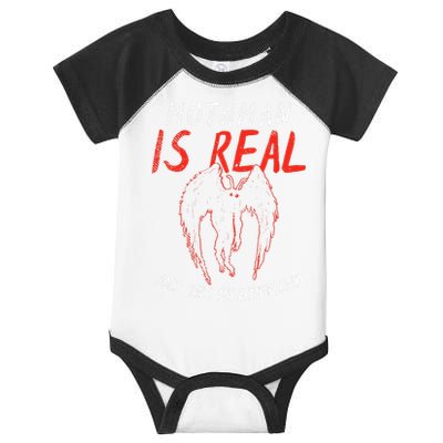 Mothman Is Real And He's My Boyfriend Funny Mothman Meme  Infant Baby Jersey Bodysuit