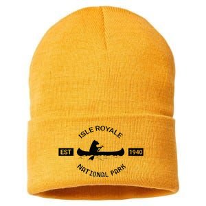 Michigan Isle Royale National Park Bear Canoe Gift Sustainable Knit Beanie