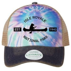 Michigan Isle Royale National Park Bear Canoe Gift Legacy Tie Dye Trucker Hat